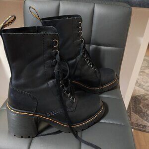 Chesney Leather Flared Heel Lace Up Boots Women's 10